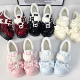 Süße Lolita-Schuhe aus Plüsch mit verdickter Schleife, 5 Farben